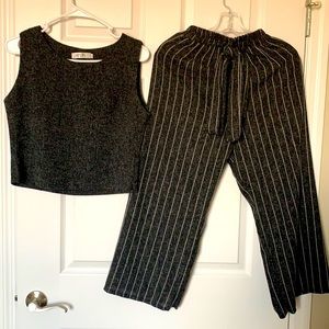 Black stripes palazzo set worn only once